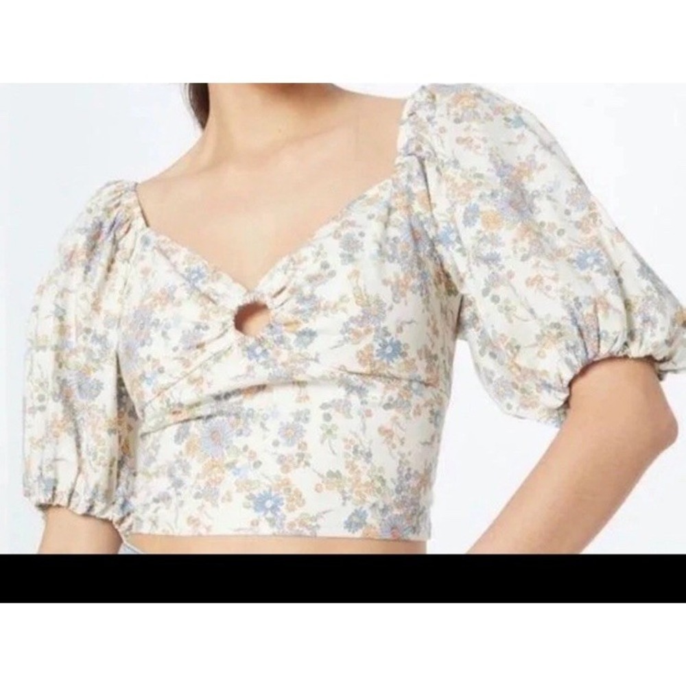 Abercrombie & Fitch Puff Sleeve Poplin O-Ring Cropped Floral Top XS - Picture 8 of 8